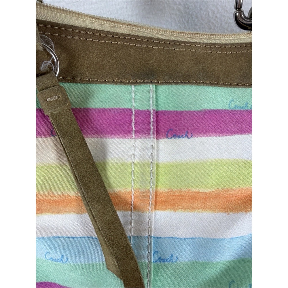 Coach Hampton Watercolor Striped Crossbody Bag Multicolor Canvas Suede F10718 - Picture 9 of 12